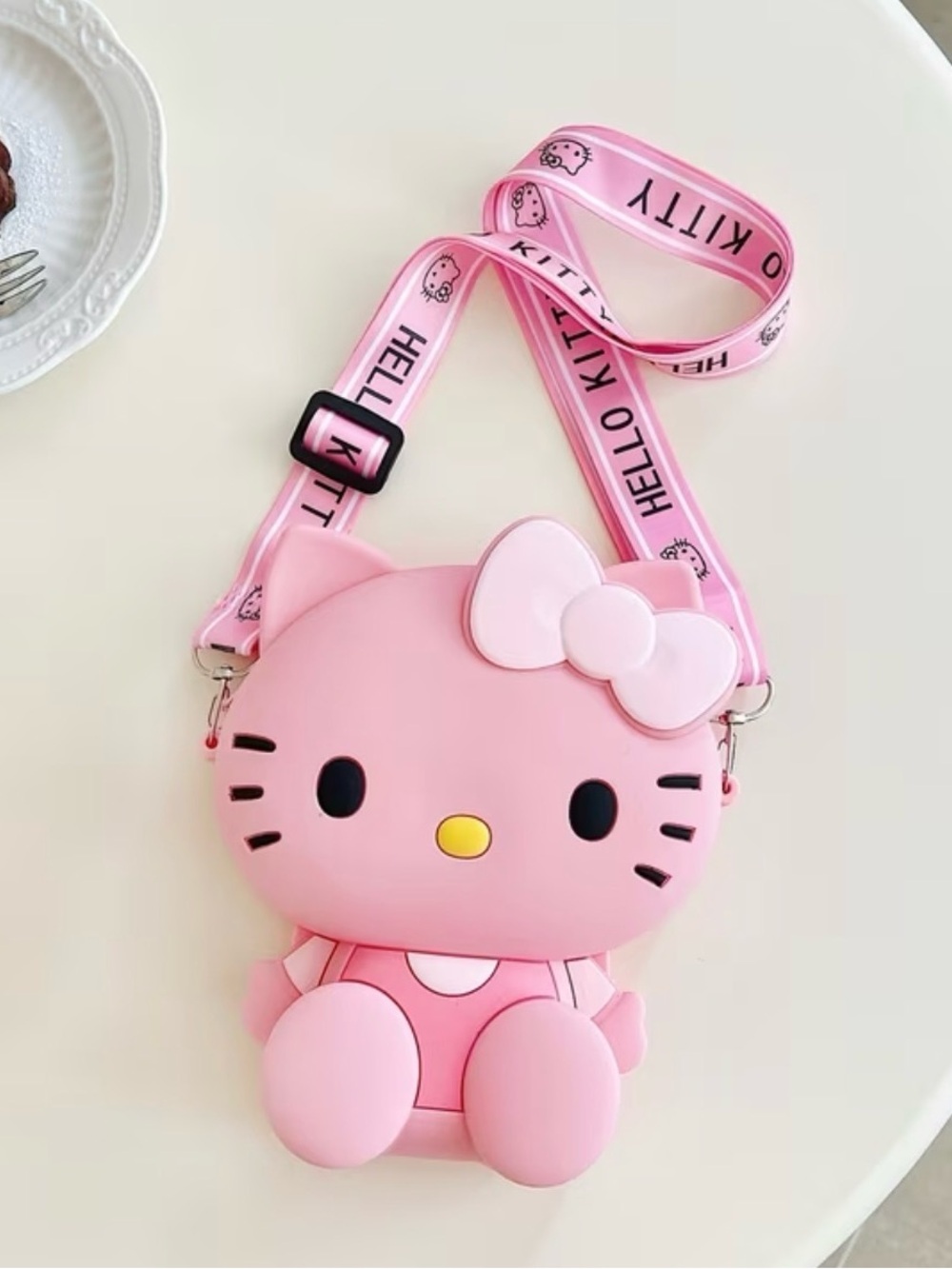 Hello Kitty Pink Silicone Kids Shoulder Bag with Adjustable Strap